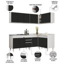 Ver imagem 3 de Armário de Cozinha Modulado de Canto 6 Peças Cp30 com Pia Inox Branco/preto - Lumil Lumil Móveis