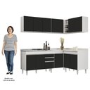 Ver imagem 5 de Armário de Cozinha Modulado de Canto 6 Peças Cp30 com Pia Inox Branco/preto - Lumil Lumil Móveis