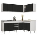 Ver imagem 1 de Armário de Cozinha Modulado de Canto 6 Peças Cp30 com Pia Inox Branco/preto - Lumil Lumil Móveis