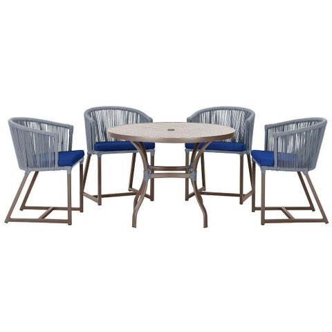Mesa com 4 Cadeiras e Noronha Estofado 10 Trama Original Prata