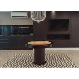 Mesa de Carteado com Gavetas e Porta Copos - 0,90x0,80 - com Xadrez - Grafite - 2