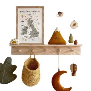Cabideiro de Parede de Madeira com Prateleira - Bento 60 Cm