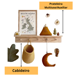 Cabideiro de Parede de Madeira com Prateleira - Bento 60 Cm - 2
