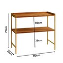 Ver imagem 3 de Aparador Estante Multiuso para Cozinha 2 Prateleiras Londres Pé de Ferro - Jm3 Móveis:freijó/dourado