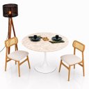 Ver imagem 3 de Mesa de Jantar Saarinen Redondo 140 cm Tampo Mármore Taj Mahal Base Laca Branca