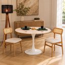 Ver imagem 4 de Mesa de Jantar Saarinen Redondo 140 cm Tampo Mármore Taj Mahal Base Laca Branca