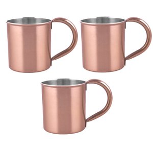 Kit 3 Canecas Lisa Moscow Mule Inox Rose Bronze Drink 250ml