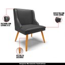 Ver imagem 4 de Kit 4 Cadeiras Decorativas Sala de Jantar Pés Palito de Madeira Firenze PU Preto Fosco/Natural G19 -