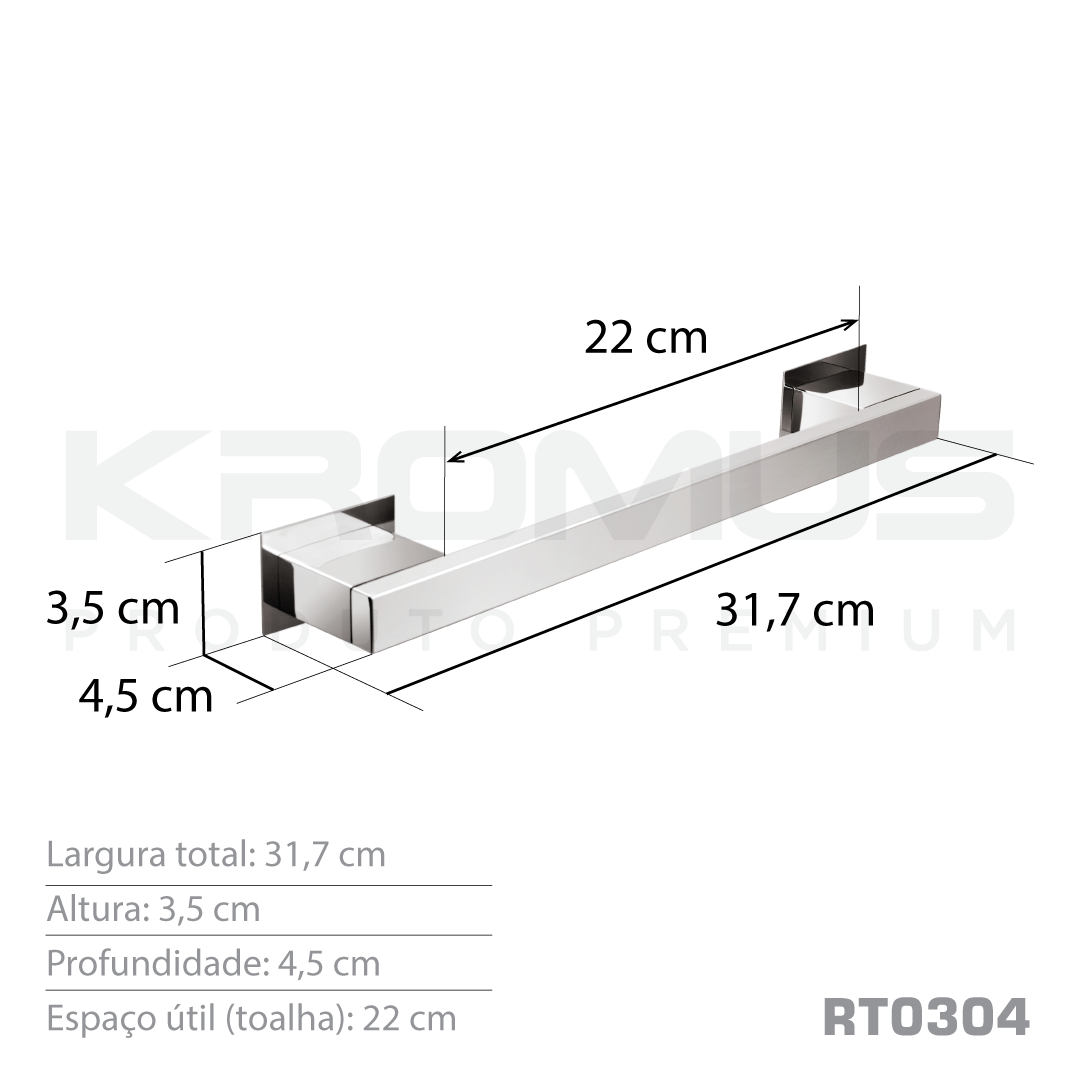 Toalheiro 30 cm Inox Corten - Kromus RT0304C - 4