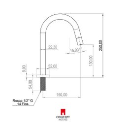 Torneira Lavatório Luxo Link Quadrada com Bico Acionador Preto Fosco 1/4 de Volta Concept Metais 910 - 8