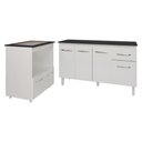 Ver imagem 1 de Armário Gabinete Camila 138 Cm com Tampo Tampão e Balcão Evelyn para Cooktop 4 Bocas Branco e