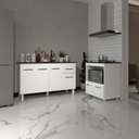 Ver imagem 3 de Armário Gabinete Camila 138 Cm com Tampo Tampão e Balcão Evelyn para Cooktop 4 Bocas Branco e