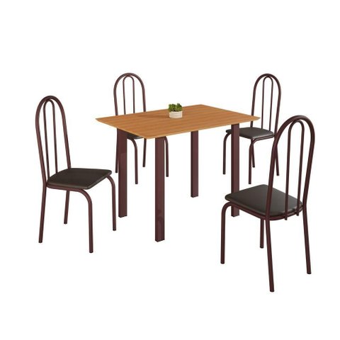 Conjunto Sala de Jantar Mila 4 Cad Ilhabela Marrom C- Preto