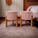 Ver imagem 5 de Kit 2 Puffs Decorativo Redondo Pés Madeira Rosa