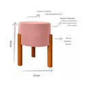 Ver imagem 4 de Kit 2 Puffs Decorativo Redondo Pés Madeira Rosa
