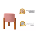Ver imagem 3 de Kit 2 Puffs Decorativo Redondo Pés Madeira Rosa