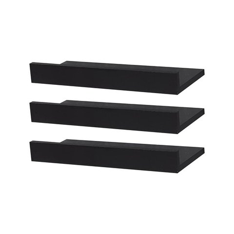Kit 2 Prateleiras Porta Quadros 30 X 15cm Preta Suporte Invisível