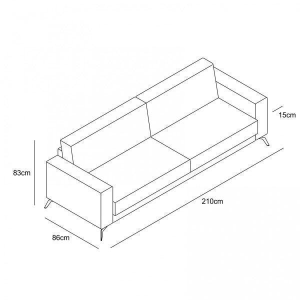 Sofá Living para 3 Lugares 210cm Fly - 3