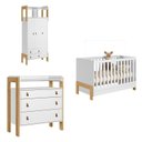 Ver imagem 2 de Quarto para Bebê Completo com Guarda-Roupa, Berço e Cômoda Fantasia Branco/Acetinado