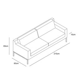 Sofá 3 Lugares 210cm Fun Living Contemporâneo - 3