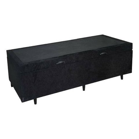 Cama Box Bau Solteirão Premium ( Blindada ) Super Reforçada - Suede - Preto
