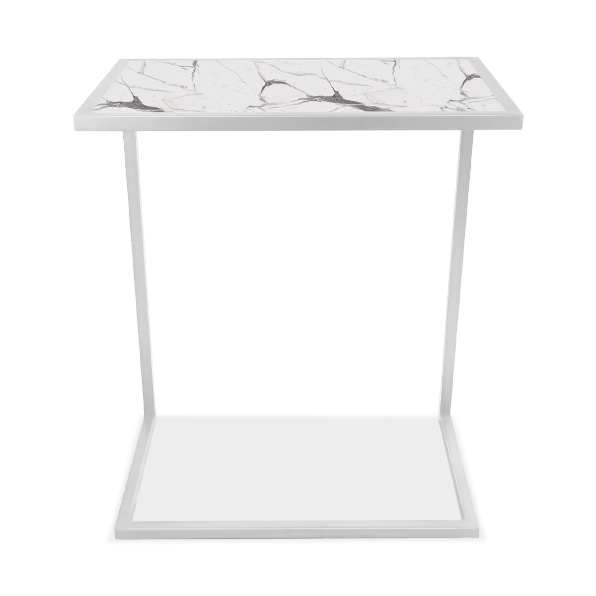 Mesa de Apoio Lateral para Sofá Belfast Branco e Vulcano - 3