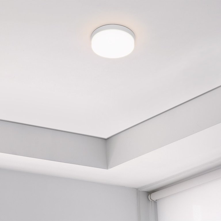 Painel de Led Taschibra Frameless Redondo Sobrepor 18W Bivolt 3000K Luz Quente
