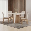 Ver imagem 1 de Conjunto Sala de Jantar Layla Smart 4 Lugares Tampo MDF Cadeiras Estofadas Off White 120cm Casa 812