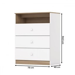 Cômoda de Bebê Magia 3 Gavetas Branco/jequitibá Hp - Henn - 3