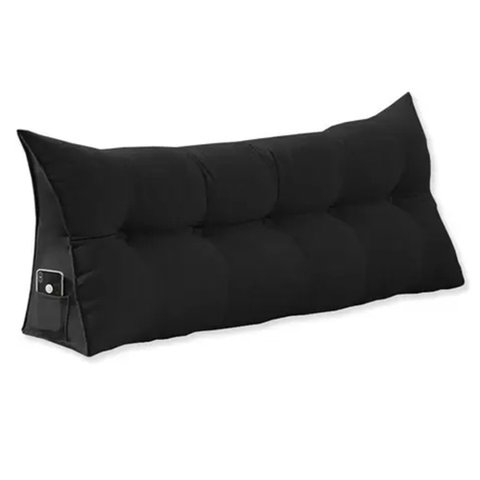 Almofada Cabeceira Encosto Apoio Lombar 160cm Queen Suede:preto