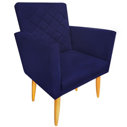 Poltrona Decorativa Maitê Costura Matelassê P/ Sala Recepção - Lobo Shopp:azul Marinho