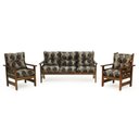 Ver imagem 1 de Conjunto Sofá Havaí 3 Lugares + 2 Poltronas de Madeira com Almofadas Confortáveis - Floral