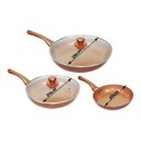 Ver imagem 2 de Super Jogo 3 Frigideiras e 2 Tampas de Vidro Titanium Cobre Duplo Antiaderente