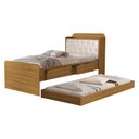 Ver imagem 1 de Bicama Solteiro Capitone 220x98 Cm com Bau e Cama Auxiliar Mdf Nature Bege Decmade