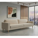 Ver imagem 1 de Sofá 3 Lugares Living Contemporâneo Pés Madeira Bege/Cinza Claro