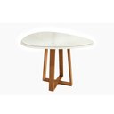 Ver imagem 1 de Mesa para Cozinha Elma Madeira Maciça com Tampo Madeirado com Vidro 135x105cm Carvalho Off White