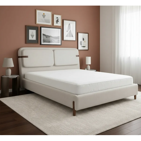 Cama Casal 1,38m Estofada Luxo Conforto e Design Moderno Bege Velusoft