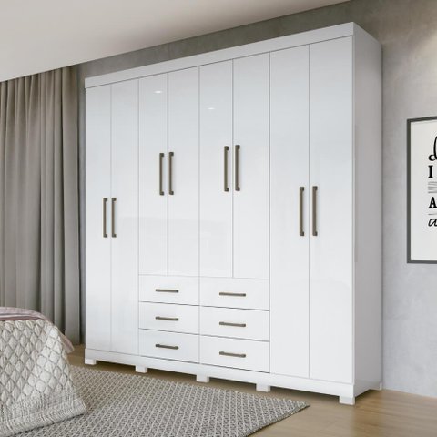 Guarda Roupa Liverpool com 8 Portas e Pés - Branco