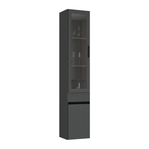 Paneleiro Armário de Cozinha com Vidro 2 Portas 36cm Suspenso Milano Multimóveis MP3429 Grafite/