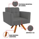 Ver imagem 3 de Poltrona Sala Decorativa Elisa Base Giratória Castanho Mm30 Sintético Grafite D03 - D’Rossi