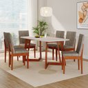 Ver imagem 1 de Conjunto Sala de Jantar Califórnia 6 Lugares Retangular Madeira Maciça Dakota Marrom/Caramelo/Café/Off White