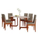 Ver imagem 2 de Conjunto Sala de Jantar Califórnia 6 Lugares Retangular Madeira Maciça Dakota Marrom/Caramelo/Café/Off White