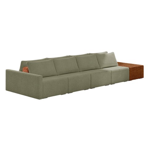 Sofá Ilha 4 Lugares Living 432cm Modulado para Sala Lary Bouclê Verde K01 - D'Rossi
