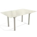 Ver imagem 1 de Mesa de Sala Jantar Elba Tampo Madeirado C/ Vidro 160cm Niquel/off White - Kappesberg