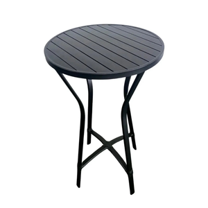 Mesa Bistrô Alta em Alumínio com Tampo Ripado Ideal para Bar Área Gourmet e Varanda
