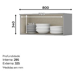 Armário Aéreo 1 Porta Basculante 80 Cm Americana Cinza – Henn - 3