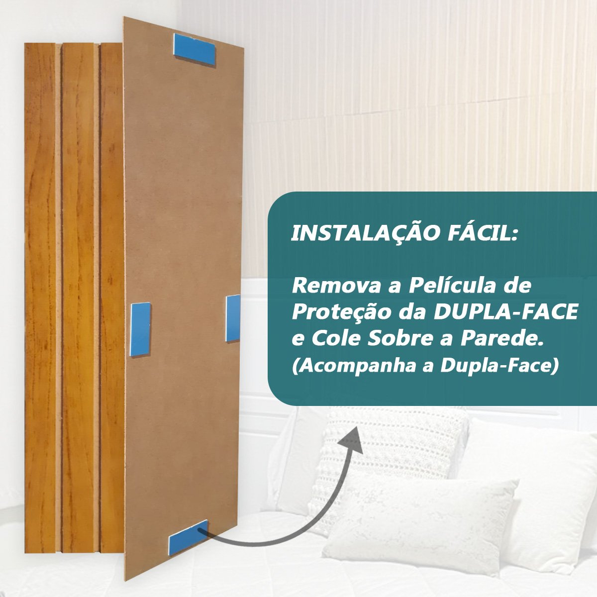 Kit 20 Placas Ripado 100% Mdf para Decoração Autoadesivo com Fita Dupla Face - Nature - Lh Móveis - 9