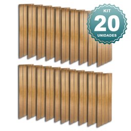 Kit 20 Placas Ripado 100% Mdf para Decoração Autoadesivo com Fita Dupla Face - Nature - Lh Móveis - 5
