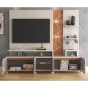 Ver imagem 2 de Rack Home Cross Frisado Lukaliam Móveis 2,10m Off White Perolizado com Jequitiba