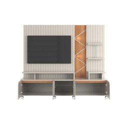 Rack Home Cross Frisado Lukaliam Móveis 2,10m Off White Perolizado com Jequitiba - 4